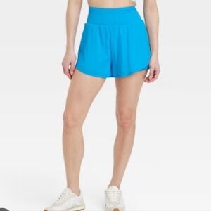 New All in Motion Turquiose Blue Athletic Shorts With Lining Tulip Hem Size XS